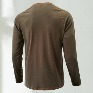 Soft Cotton Fabric Henley Collar T-Shirt