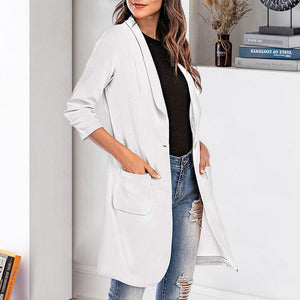 Three-quarter Sleeve Women's Mid-length Pocket Coat