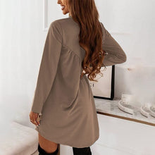 Load image into Gallery viewer, Solid Color Long Sleeved Irregular Crewneck Dress
