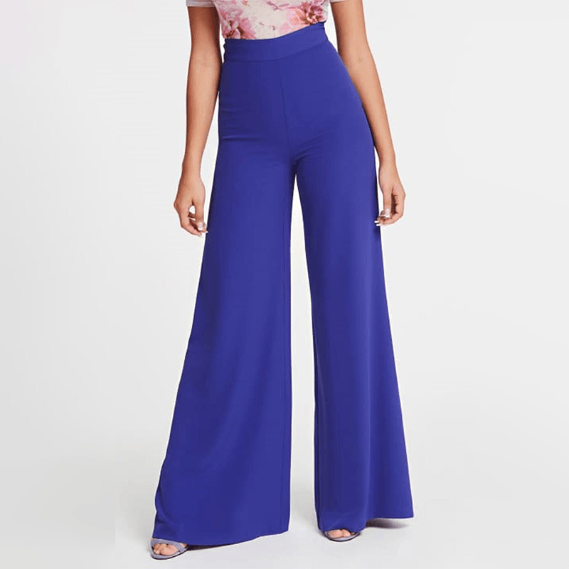 Solid Color High Waist Wide Leg Pants