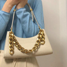 Load image into Gallery viewer, Crocodile Baguette chain Bag
