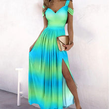 Load image into Gallery viewer, Off-the-shoulder V-neck Slit Dress
