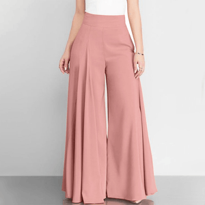 Solid Color High Waist Wide Leg Pants