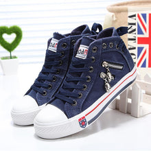 Load image into Gallery viewer, Denim High-Top Back Lace-up Canvas Shoes
