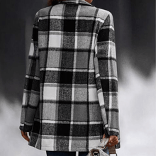 Load image into Gallery viewer, Check Print Long Sleeve Pocket Wool Jacket
