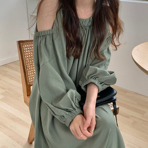 Off Shoulder Balloon Sleeve Dress