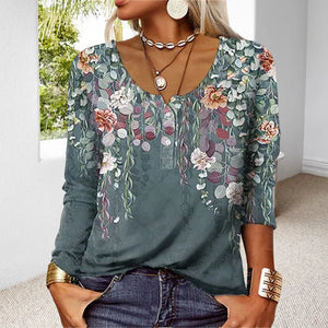 U Neck Button T-Shirt