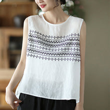 Load image into Gallery viewer, Summer Embroidered Loose Linen Vest
