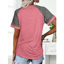 Load image into Gallery viewer, Loose Round Neck Raglan Sleeve Contrast T-shirt
