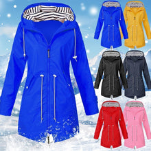 Load image into Gallery viewer, Long waterproof hooded jacket
