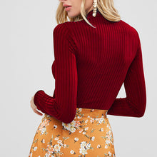 Load image into Gallery viewer, Half Turtleneck Solid Color Long Sleeve Knit T-Shirt
