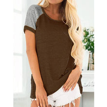 Load image into Gallery viewer, Loose Round Neck Raglan Sleeve Contrast T-shirt
