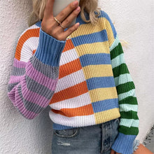 Load image into Gallery viewer, Striped Loose Crewneck Knit Sweater
