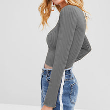 Load image into Gallery viewer, Half Turtleneck Solid Color Long Sleeve Knit T-Shirt
