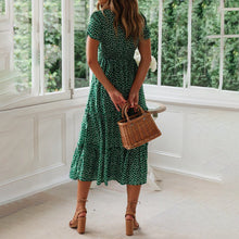 Load image into Gallery viewer, Puff Sleeve Floral Long Dress
