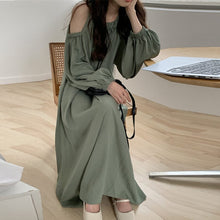 Load image into Gallery viewer, Off Shoulder Balloon Sleeve Dress
