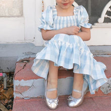 Load image into Gallery viewer, Children&#39;s Square Neck Lantern Sleeve Floral Plaid Dress
