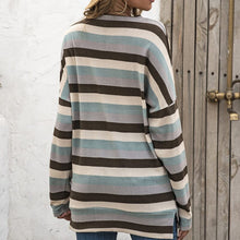Load image into Gallery viewer, Round Neck Striped All-match Sweatshirt
