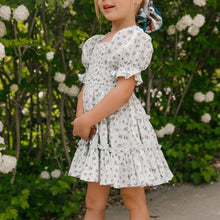 Load image into Gallery viewer, Children&#39;s Square Neck Lantern Sleeve Floral Plaid Dress
