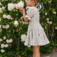 Load image into Gallery viewer, Children&#39;s Square Neck Lantern Sleeve Floral Plaid Dress
