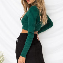 Load image into Gallery viewer, Half Turtleneck Solid Color Long Sleeve Knit T-Shirt
