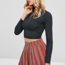 Load image into Gallery viewer, Half Turtleneck Solid Color Long Sleeve Knit T-Shirt
