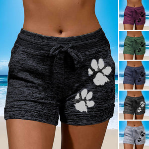 Women's Knitted Shorts With Paw Print