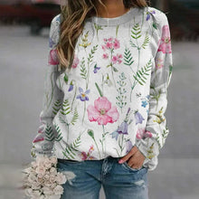 Load image into Gallery viewer, Floral Crew Neck Long Sleeves Sweatshirts
