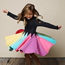 Load image into Gallery viewer, Round Neck Spelling Color Rainbow Princess Dress
