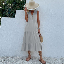Load image into Gallery viewer, Button Detail Layered Hem Smock Dress
