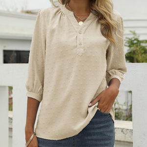 Stand Collar Mid Sleeve Shirt