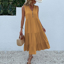 Load image into Gallery viewer, Button Detail Layered Hem Smock Dress
