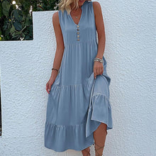 Load image into Gallery viewer, Button Detail Layered Hem Smock Dress
