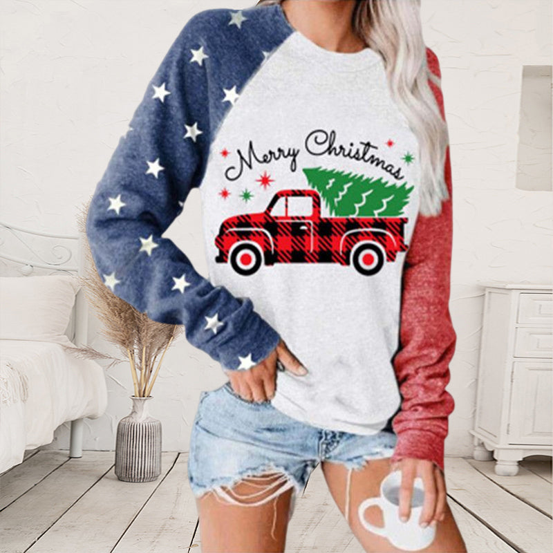 Women Christmas Print Long Sleeve Sweatershirt