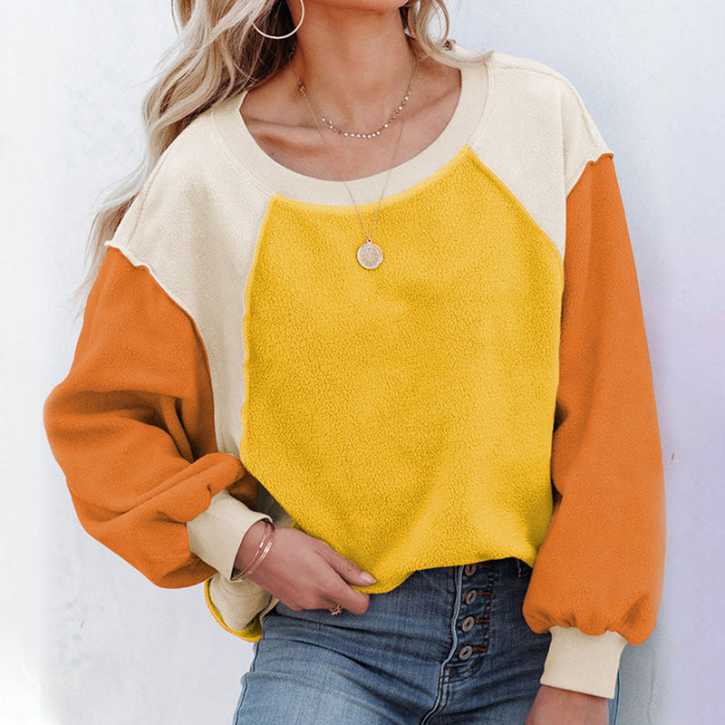 Plush Contrast Pullover Top