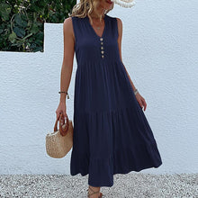 Load image into Gallery viewer, Button Detail Layered Hem Smock Dress
