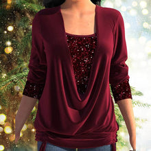 Load image into Gallery viewer, Burgundy Sequin Long Sleeve Top
