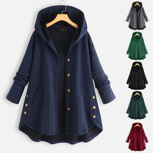 Vintage Solid Casual Tops Long Sleeve Hooded Coat