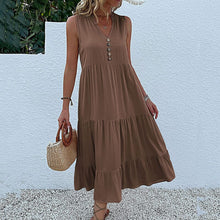 Load image into Gallery viewer, Button Detail Layered Hem Smock Dress
