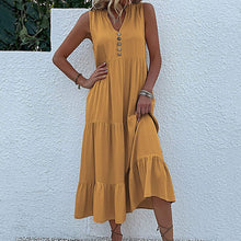 Load image into Gallery viewer, Button Detail Layered Hem Smock Dress
