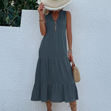 Load image into Gallery viewer, Button Detail Layered Hem Smock Dress
