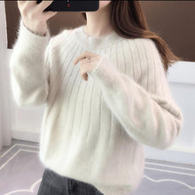 Load image into Gallery viewer, Cashmere Solid Color Fluffy Knitting Sweater
