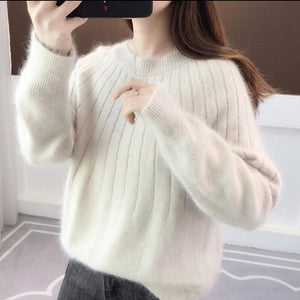 Cashmere Solid Color Fluffy Knitting Sweater