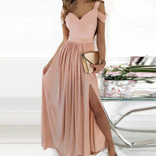 Load image into Gallery viewer, Off-the-shoulder V-neck Slit Dress

