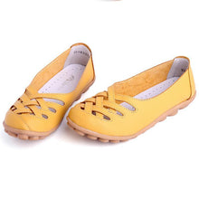 Load image into Gallery viewer, Hollow-Out Split Leather Slip-On Women&#39;s Flats
