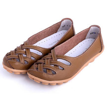Load image into Gallery viewer, Hollow-Out Split Leather Slip-On Women&#39;s Flats
