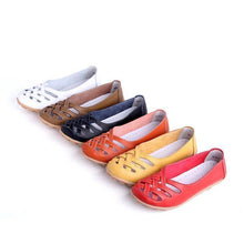 Load image into Gallery viewer, Hollow-Out Split Leather Slip-On Women&#39;s Flats
