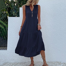 Load image into Gallery viewer, Button Detail Layered Hem Smock Dress
