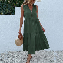 Load image into Gallery viewer, Button Detail Layered Hem Smock Dress
