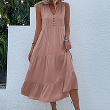 Load image into Gallery viewer, Button Detail Layered Hem Smock Dress
